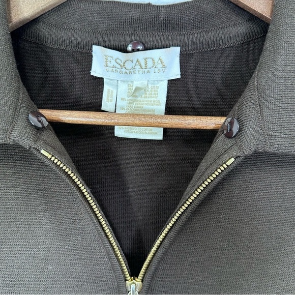 Escada Chocolate Brown Wool Cashmere Zippered Jacket Women's German Size 36 US S - Picture 5 of 9